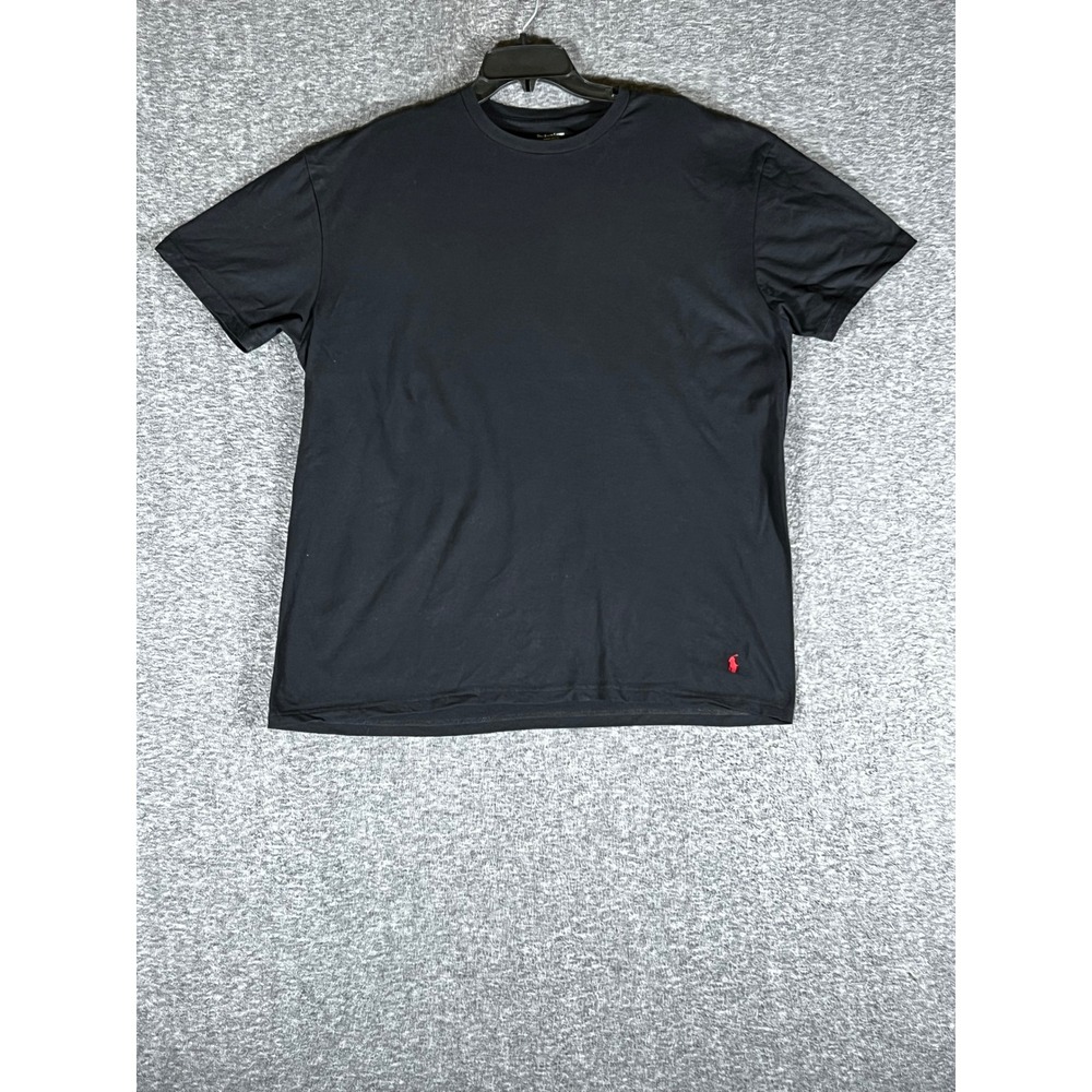 Polo Ralph Lauren Mens XL Black Classic Cotton Crewneck T-Shirt Red Pony‎ Logo